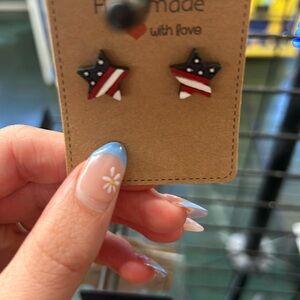 American flag star earrings